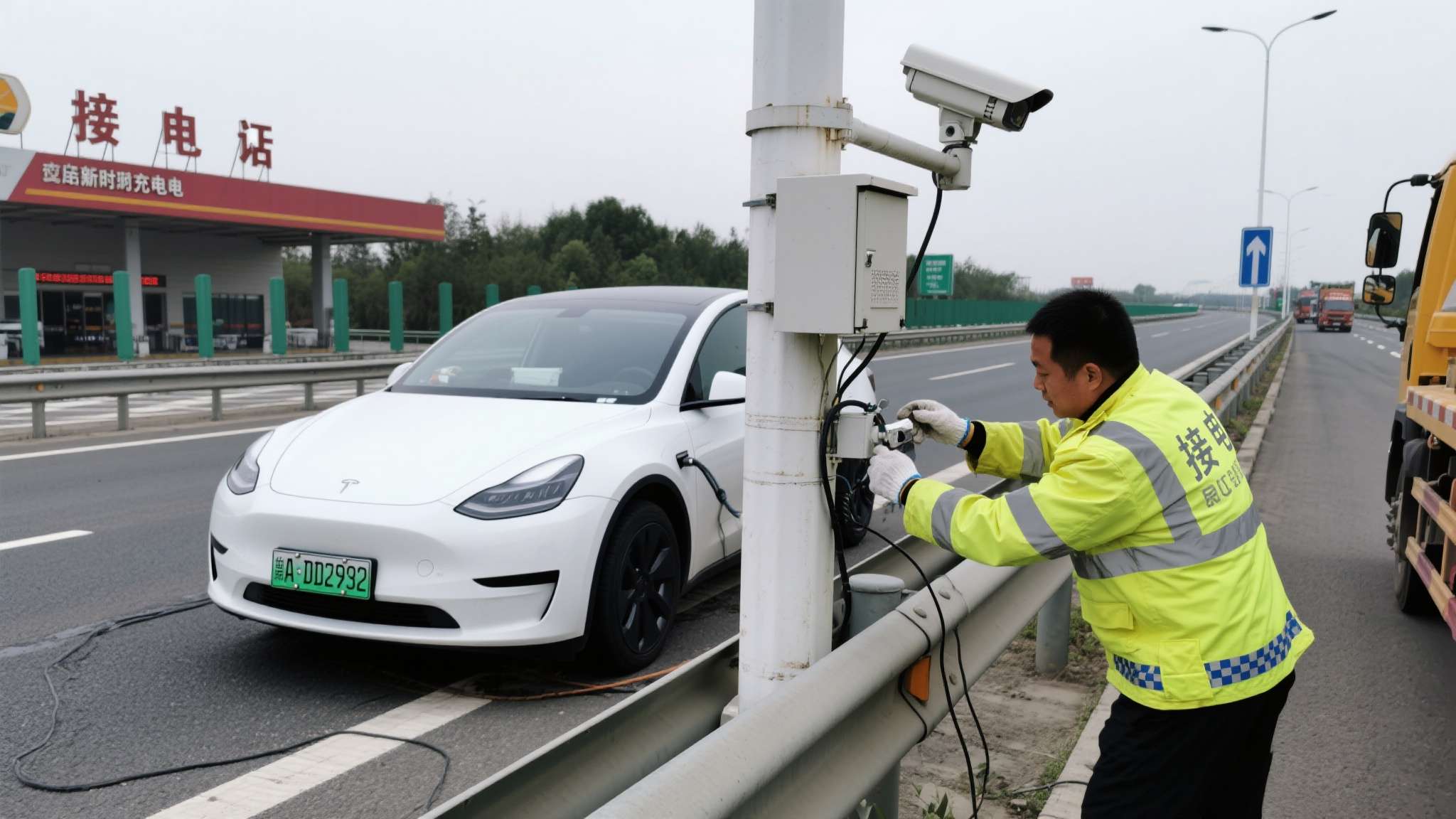 新能源商用车电路全车图 据报道,该司机驾驶新能源车在高速行驶途中,因未能及时在服务区充电,导致车辆在路肩